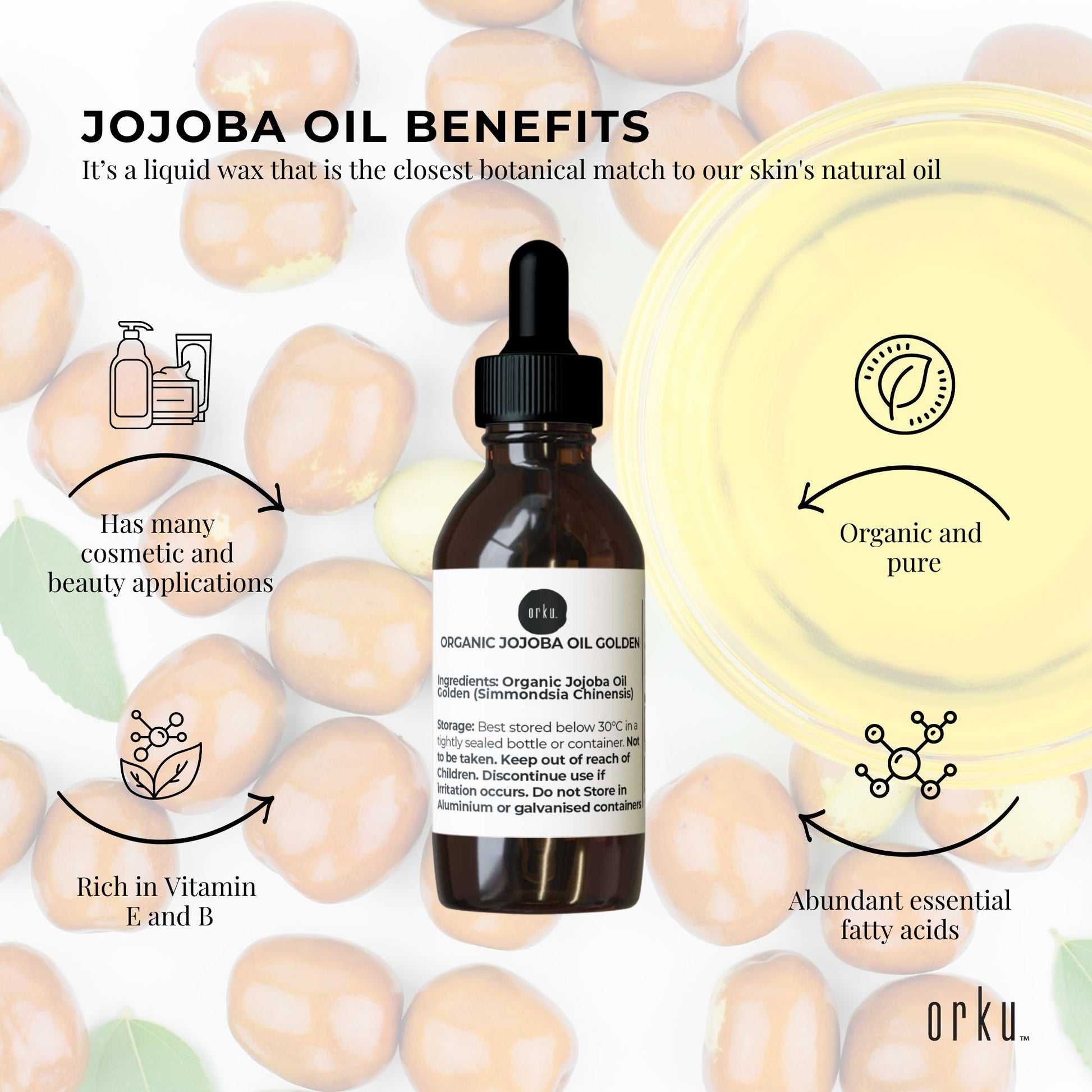 25ml Organic Jojoba Oil - Golden Pure Cold Pressed Seed For Hair Skin Nails-3
