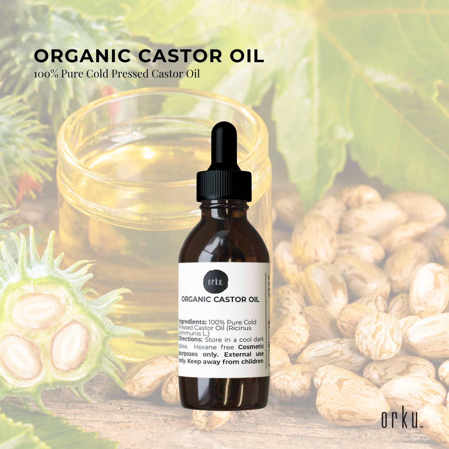 25ml Organic Castor Oil with Dropper - Hexane Free Cold Pressed Skin Hair Care-1