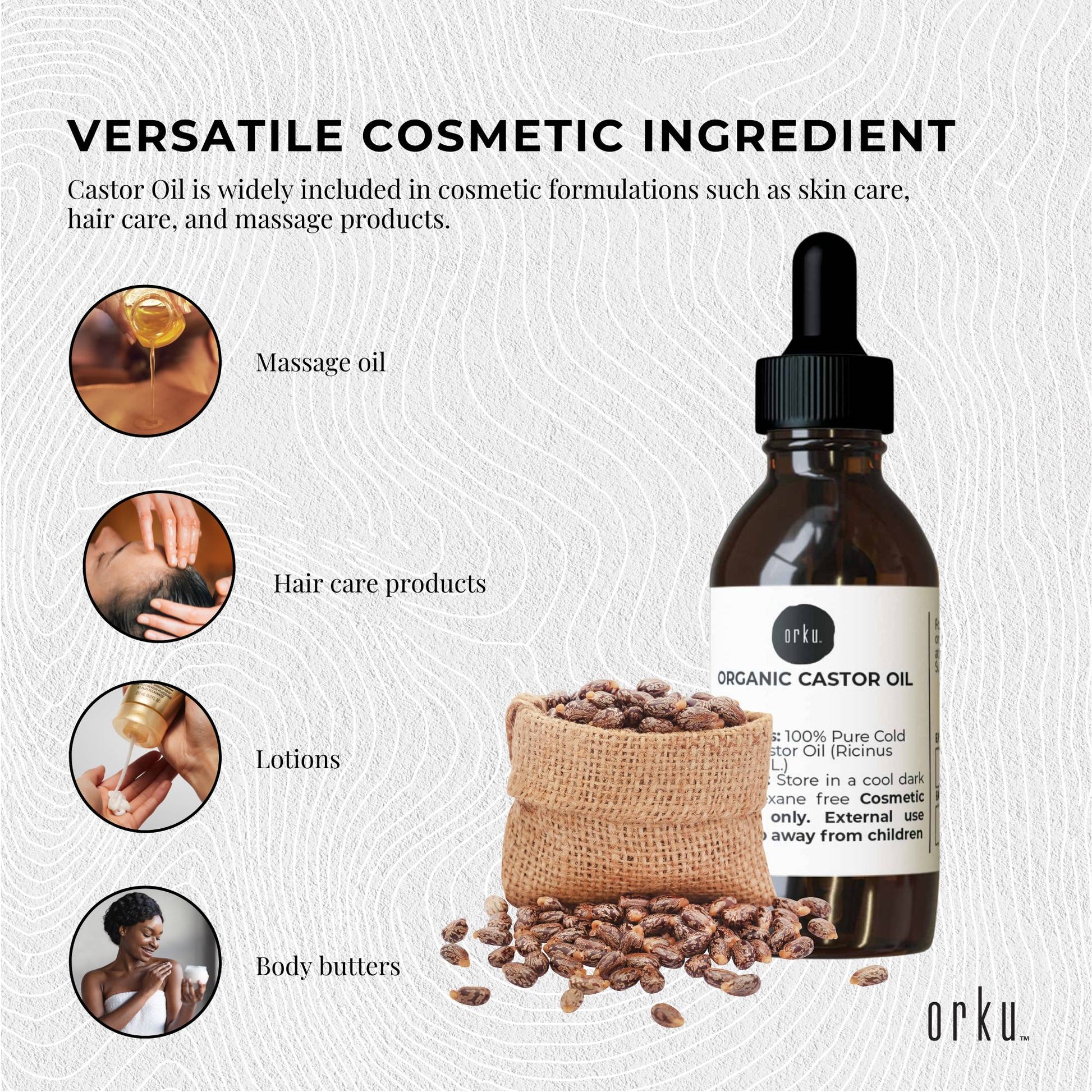 25ml Organic Castor Oil with Dropper - Hexane Free Cold Pressed Skin Hair Care-2