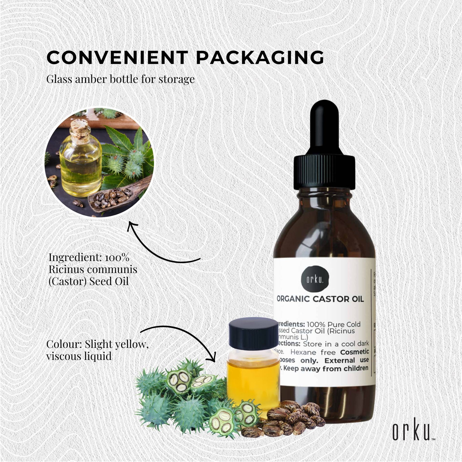 25ml Organic Castor Oil with Dropper - Hexane Free Cold Pressed Skin Hair Care-4
