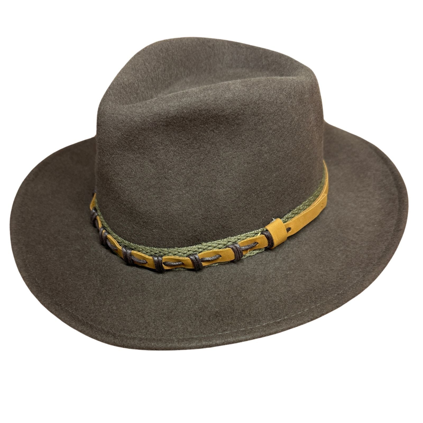 100% Wool Felt Western Cowboy Hat with Leather/Hessian Trim in Brown-1