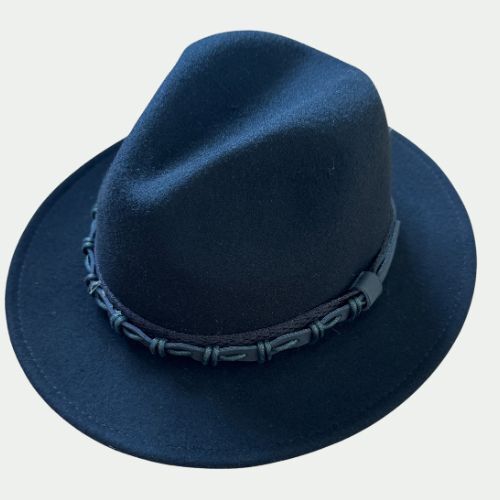 Avenel Mens Wool Felt Safari Hat w/ Hessian & Leather Look Trim - Black-1