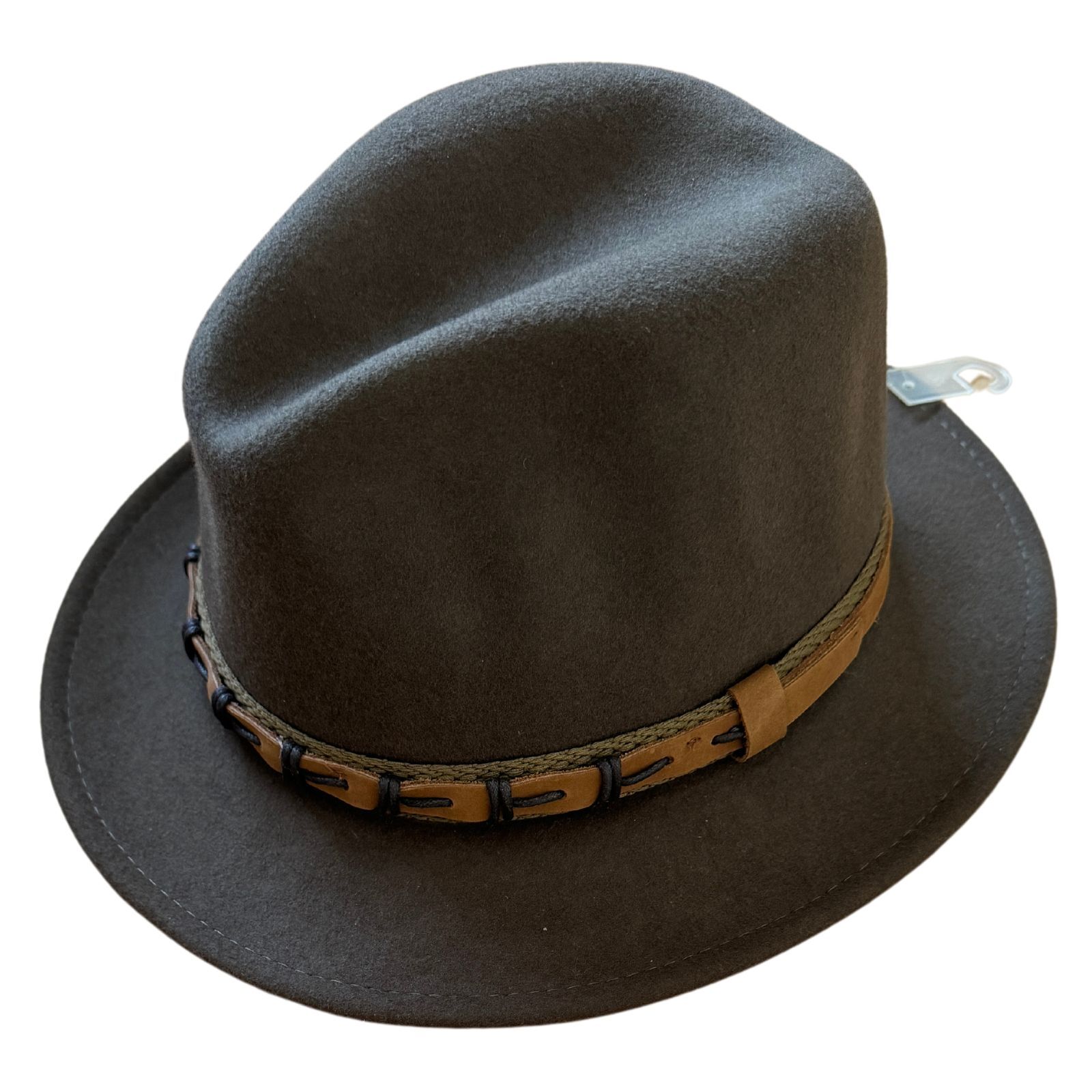 Avenel Mens Wool Felt Safari Hat w/ Hessian & Leather Look Trim - Brown-3