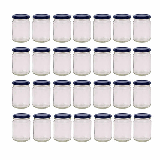 28x 250ml Flint Glass Jars +  Twist Lids - Round Food Storage Small Spices-0