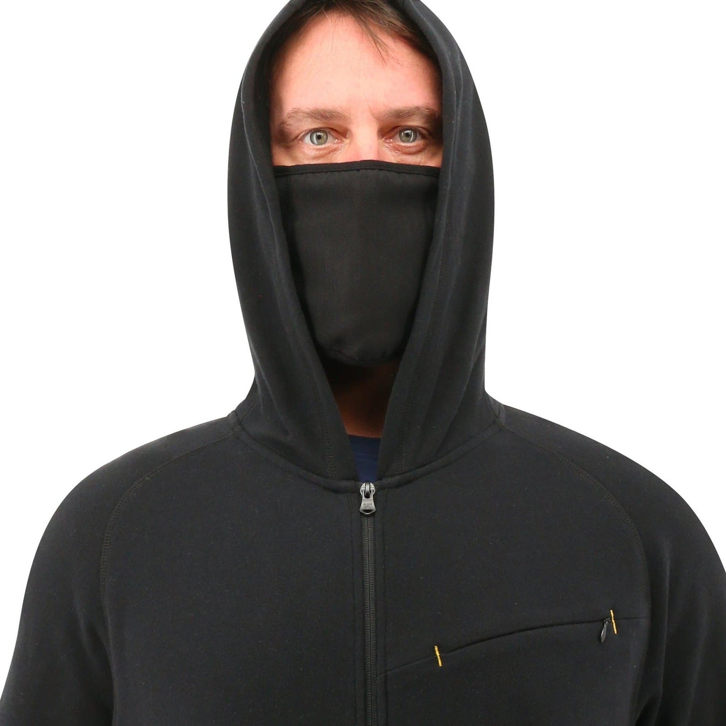 Caterpillar Mens ViralOff Hooded Sweatshirt Hoodie w Face Mask Covering - Black-3