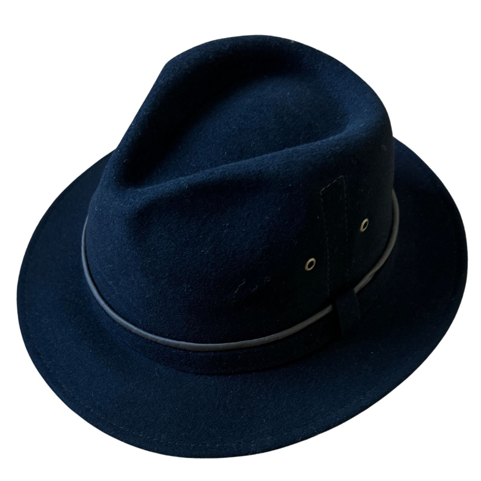 Avenel Mens Wool Felt Cotton Trilby Hat w/ Canvas Piping - Black-3