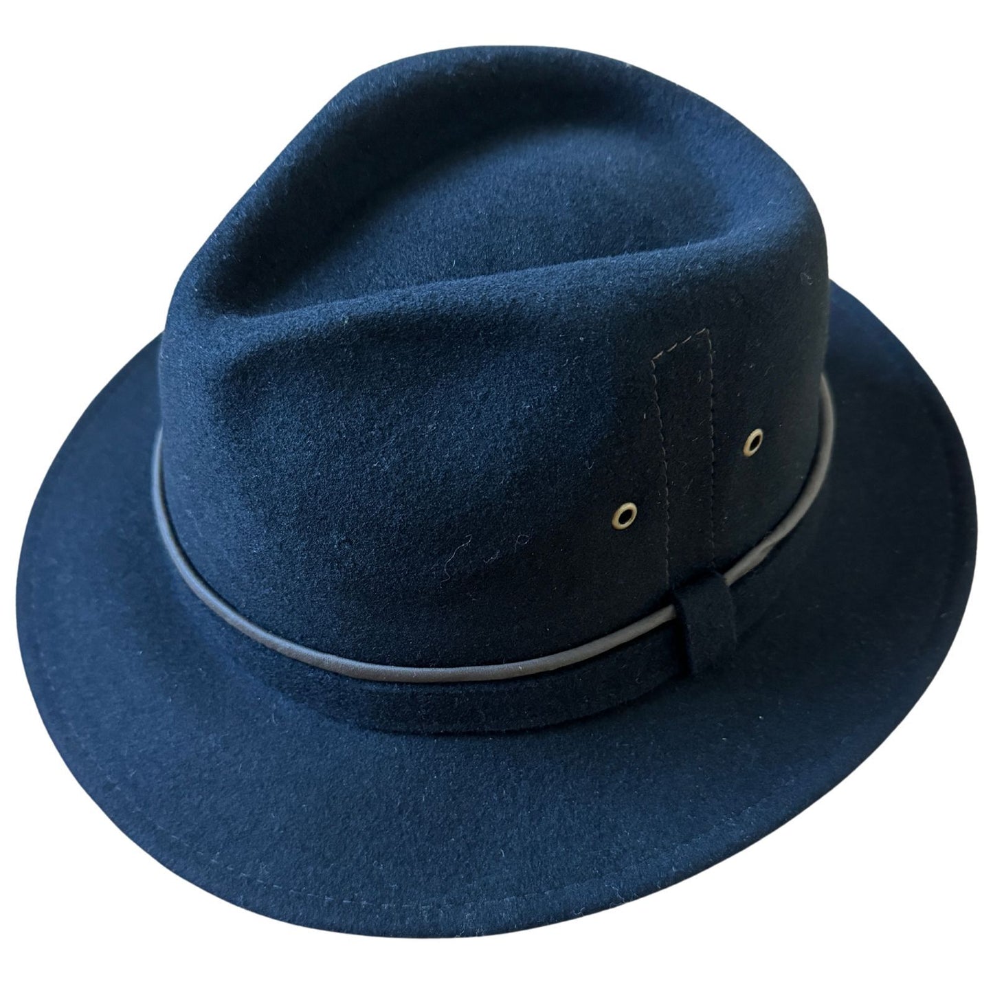 Avenel Mens Wool Felt Cotton Trilby Hat w/ Canvas Piping - Black-1