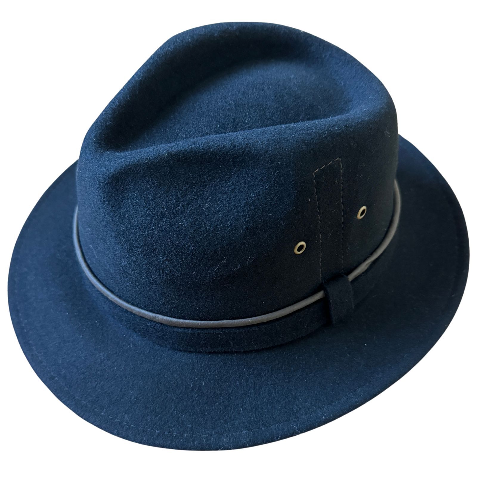 Avenel Mens Wool Felt Cotton Trilby Hat w/ Canvas Piping - Black-1