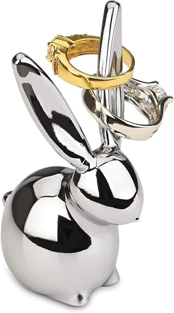 Umbra 3" Chrome Zoola Long Ear Bunny Rabbit Ring Jewelry Holder