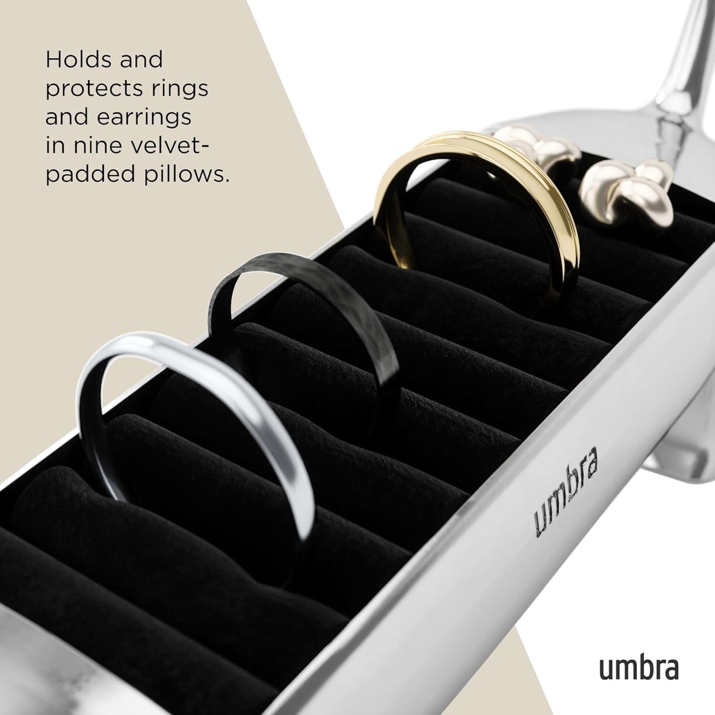 Umbra Dachsie Dog Ring Jewelry Holder Gift for Weiner Doxie Lover (14x4x6cm) in Chrome