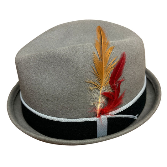 100% Wool Mens Stingy Gutter Brim Felt Hat with Petersham Trim in Grey M - Colourful Feathers-0