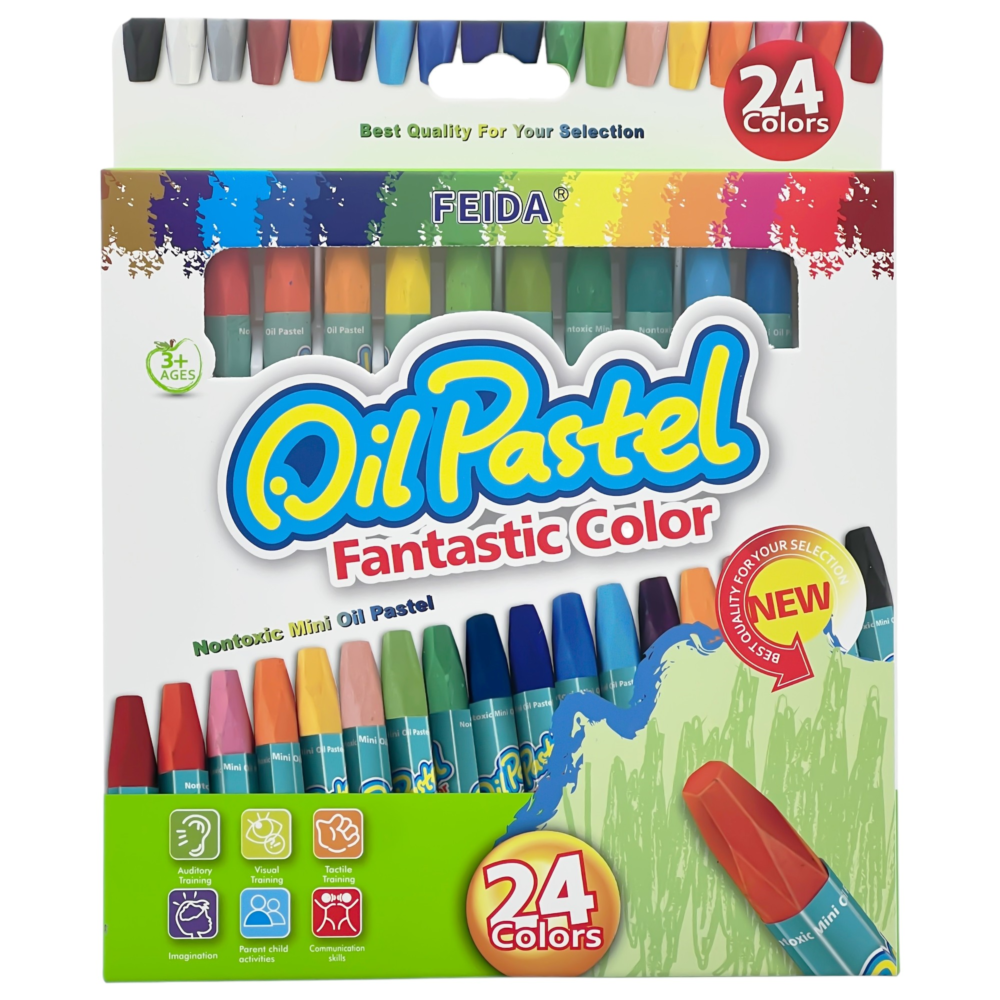 24x Mini Crayons Arts Crafts Colouring Drawing Non-Toxic Pens Pastels (Multi-Colours)