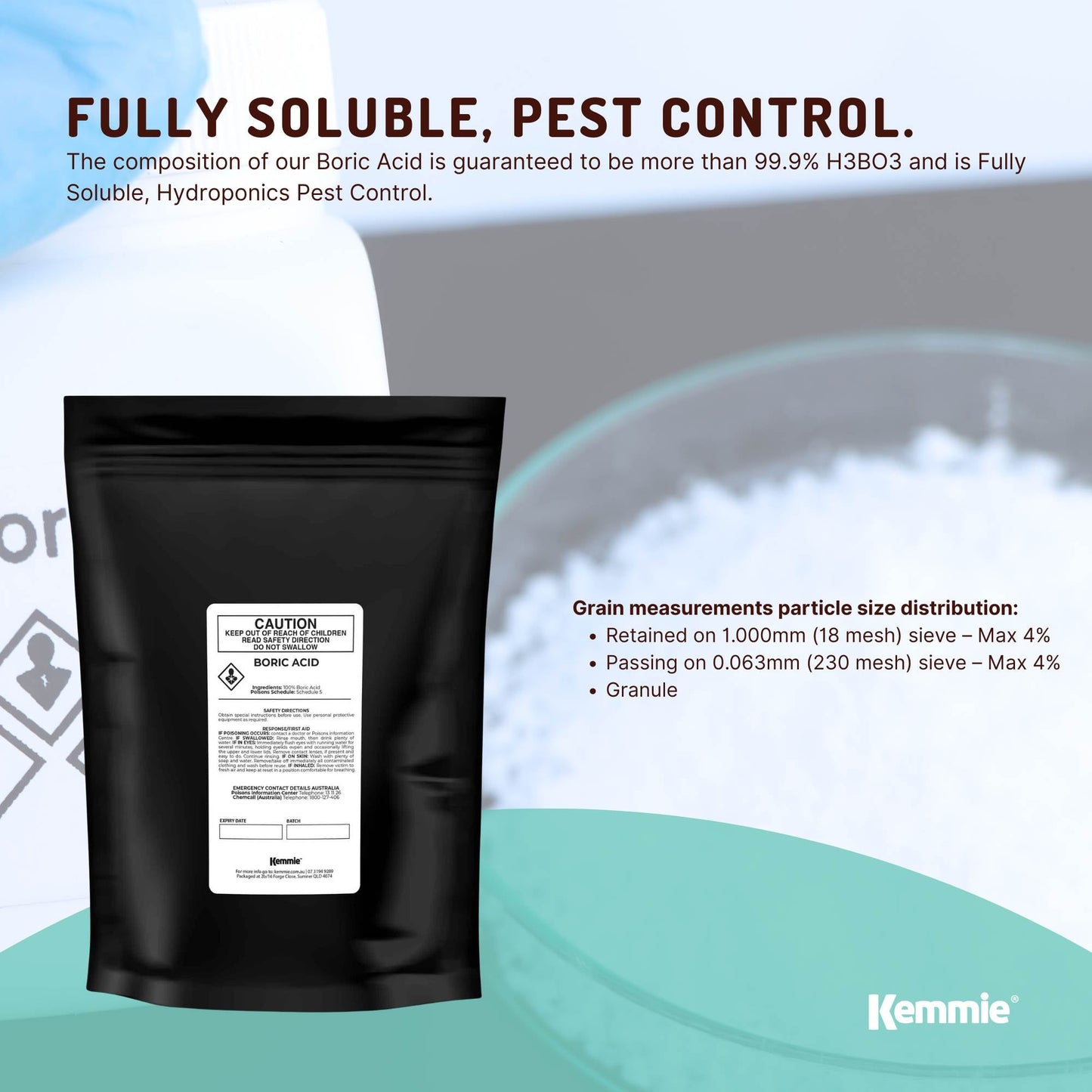 Boric Acid Powder High Purity Fully Soluble Granules - Pest Ant Cockroaches Bulk-3