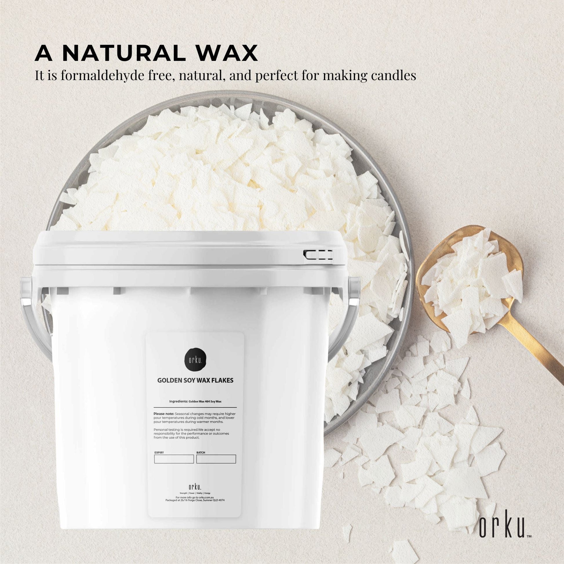 2Kg Golden 464 Soy Wax Flakes Bucket - 100% Pure Natural DIY Candle Melts Chips-3