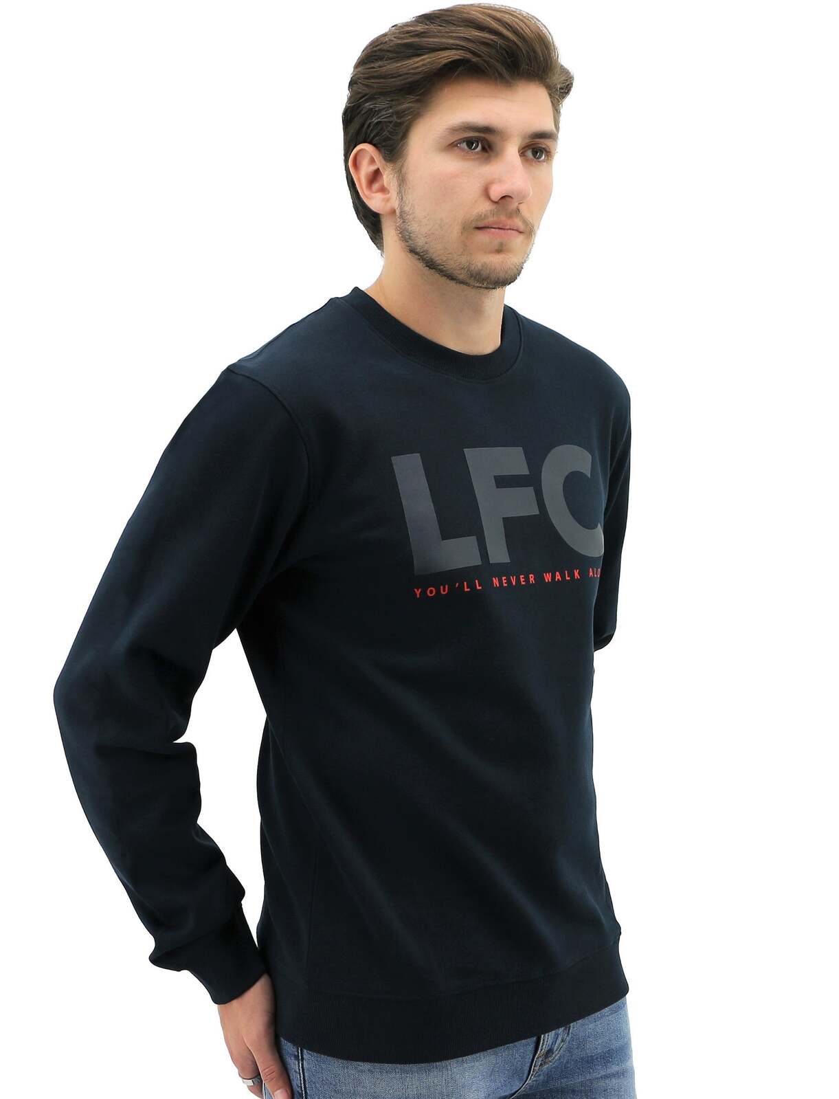 Liverpool FC Mens Crew Jumper Sweatshirt Winter Warm Soccer Football LFC - Navy-8