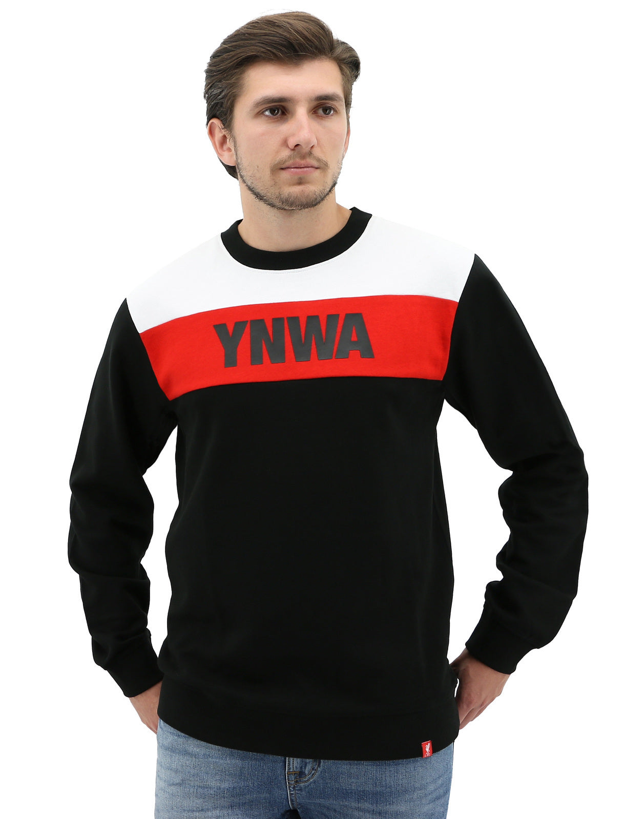 Liverpool FC Mens Crew Jumper Sweatshirt Winter Warm Soccer Football LFC - Black, Red & White-6