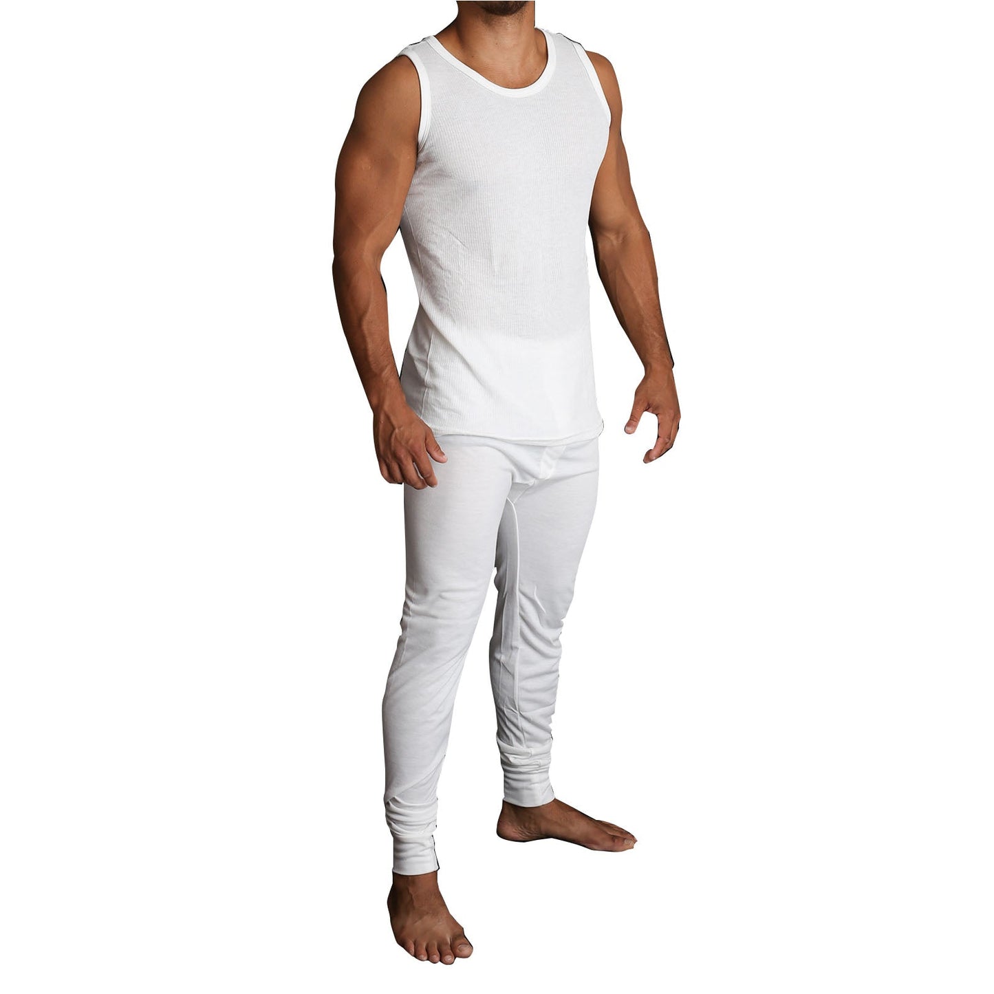 2pcs Set Mens Merino Wool Blend Thermal Singlet Top & Pants Underwear Thermals-6