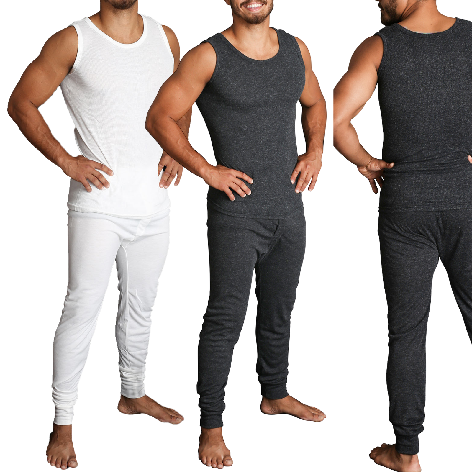2pcs Set Mens Merino Wool Blend Thermal Singlet Top & Pants Underwear Thermals-0