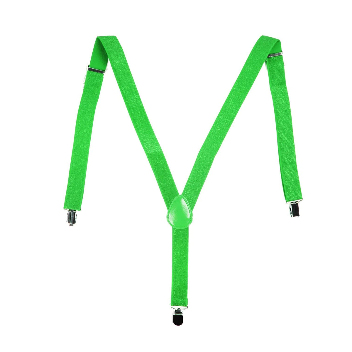 2x Mens Suspenders Braces Adjustable Strong Clip On Elastic Formal Wedding Slim - Green (Glitter)