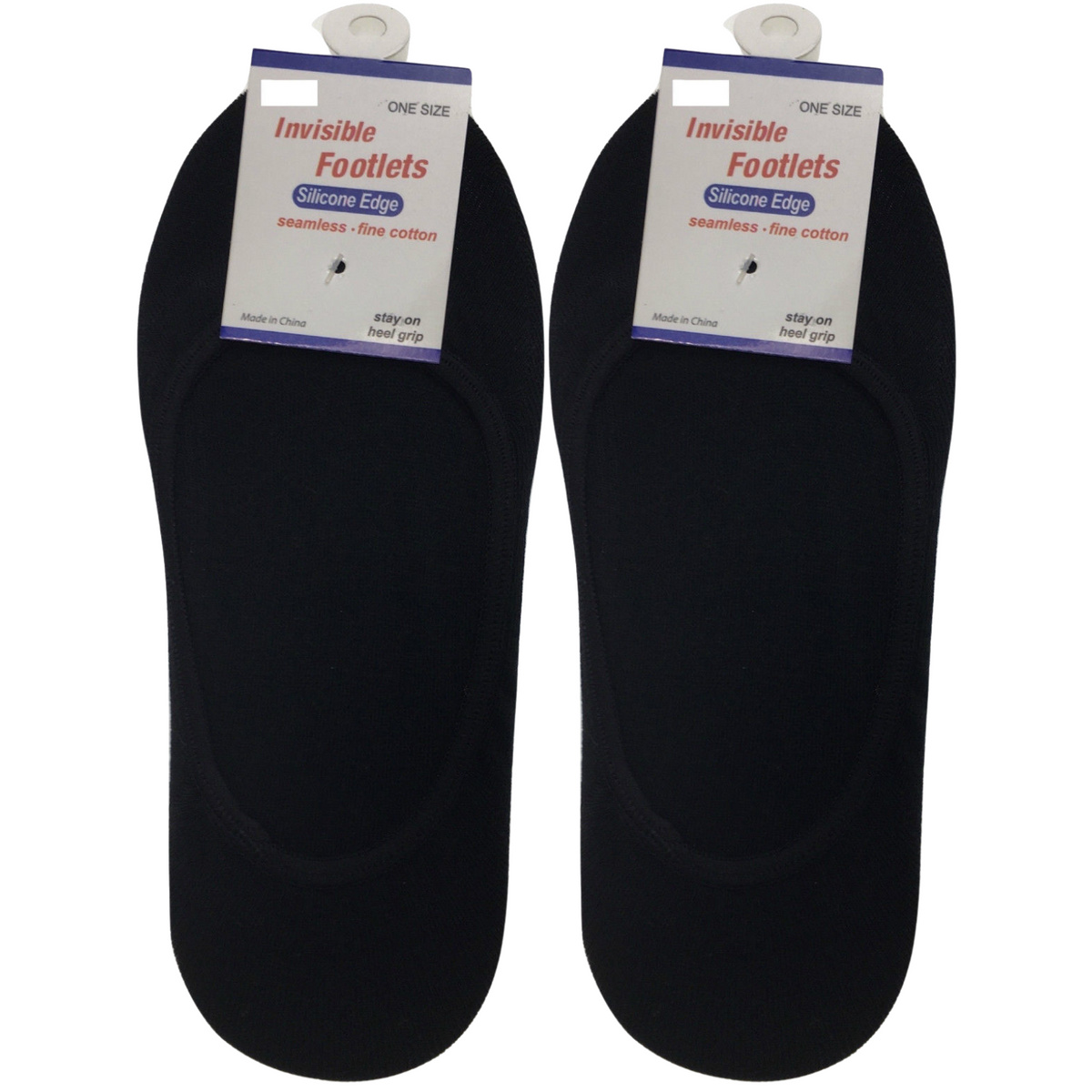 2x NO SHOW COTTON SOCKS Non Slip Heel Grip Low Cut Invisible Footlet Seamless - Black