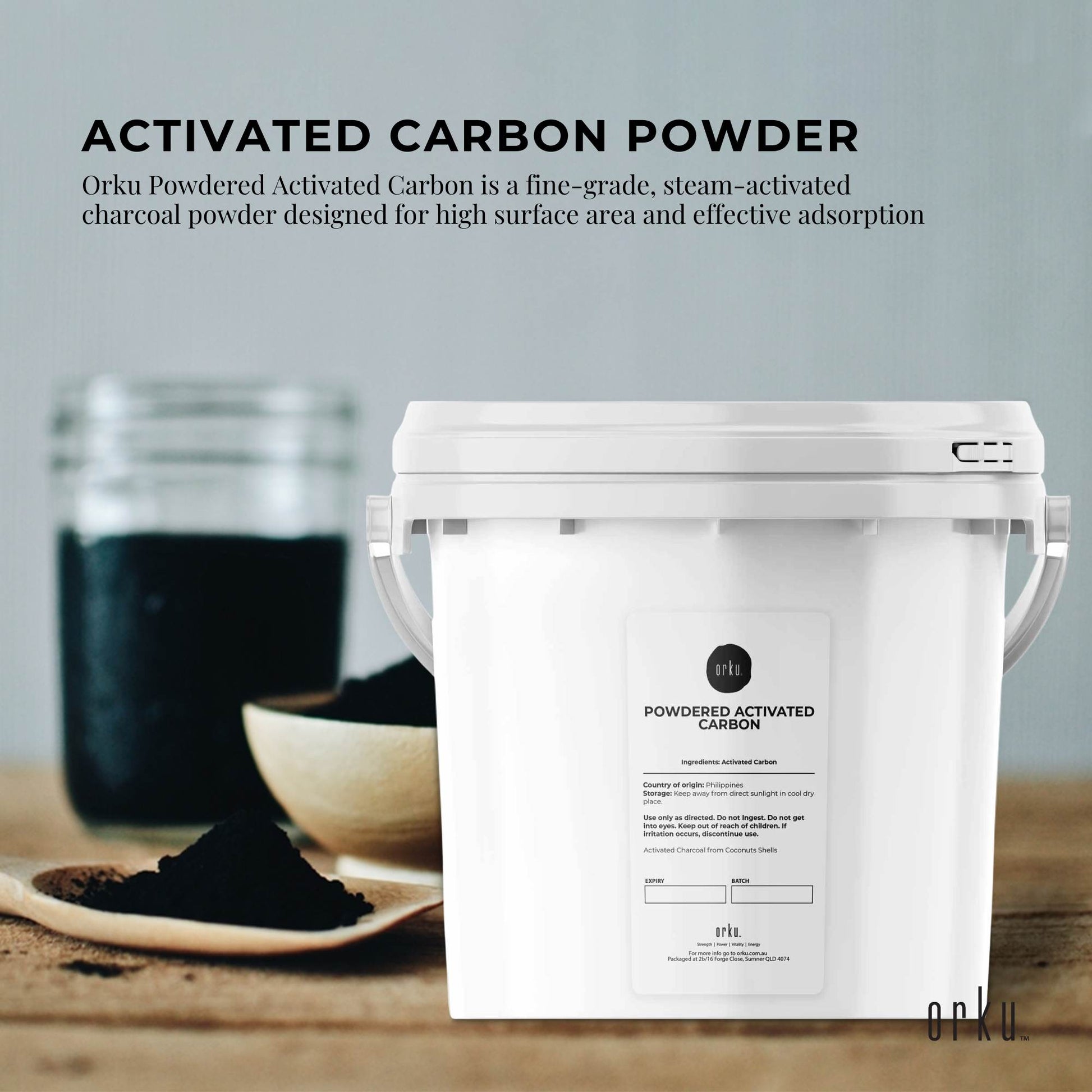 2.3Kg Activated Carbon Powder Coconut Charcoal Bucket - Water Filtration-1