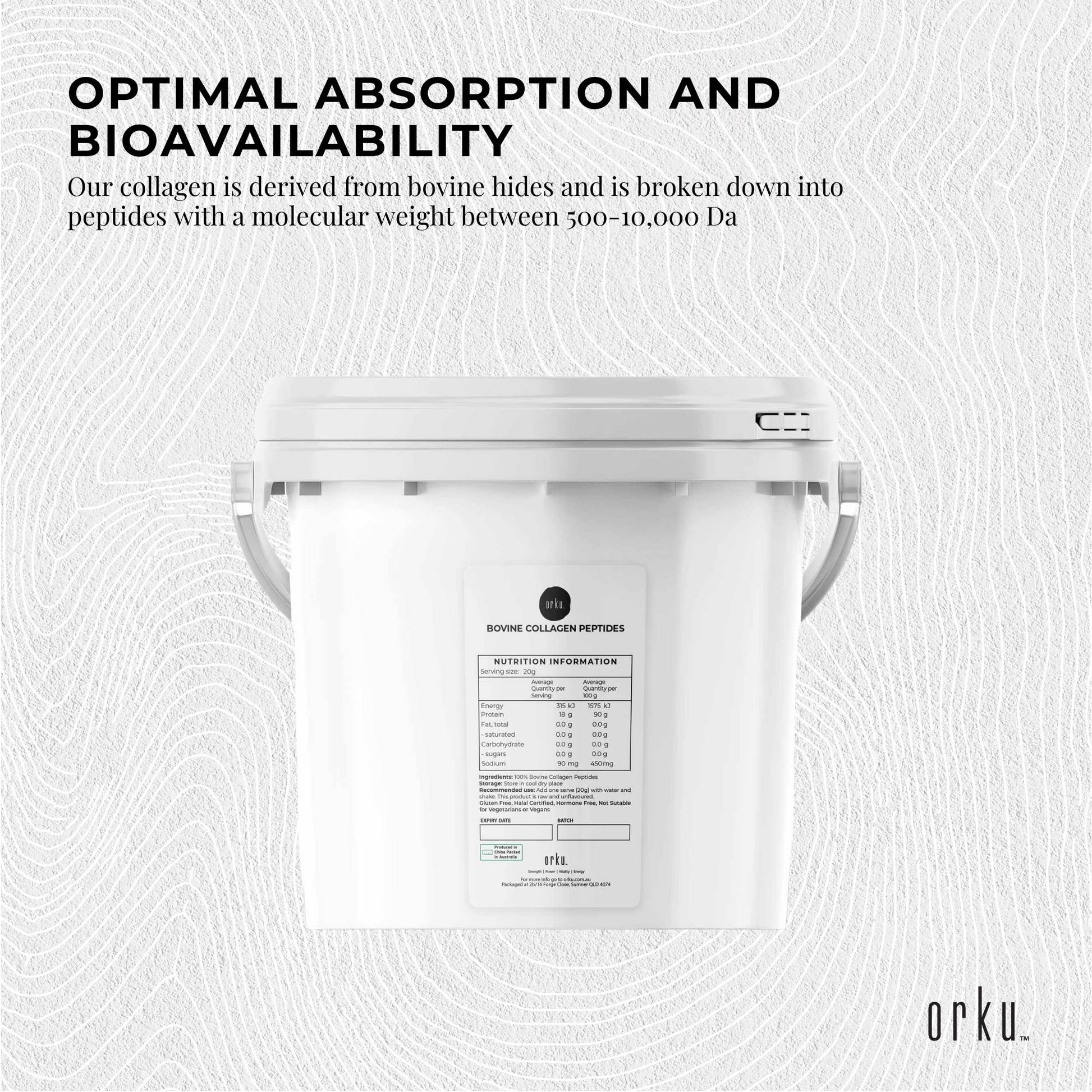 2.5Kg Collagen Powder Bucket - Bovine Protein Peptide Supplement Unflavoured-2