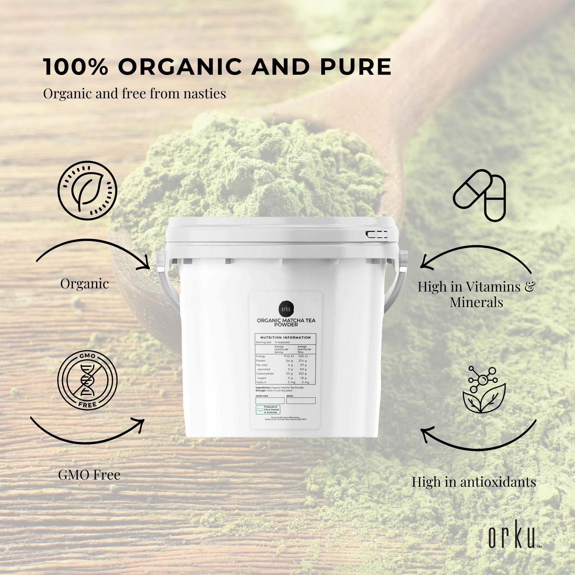 2.5Kg Organic Matcha Powder Tub Bucket Camellia Sinensis Green Tea Leaf-3