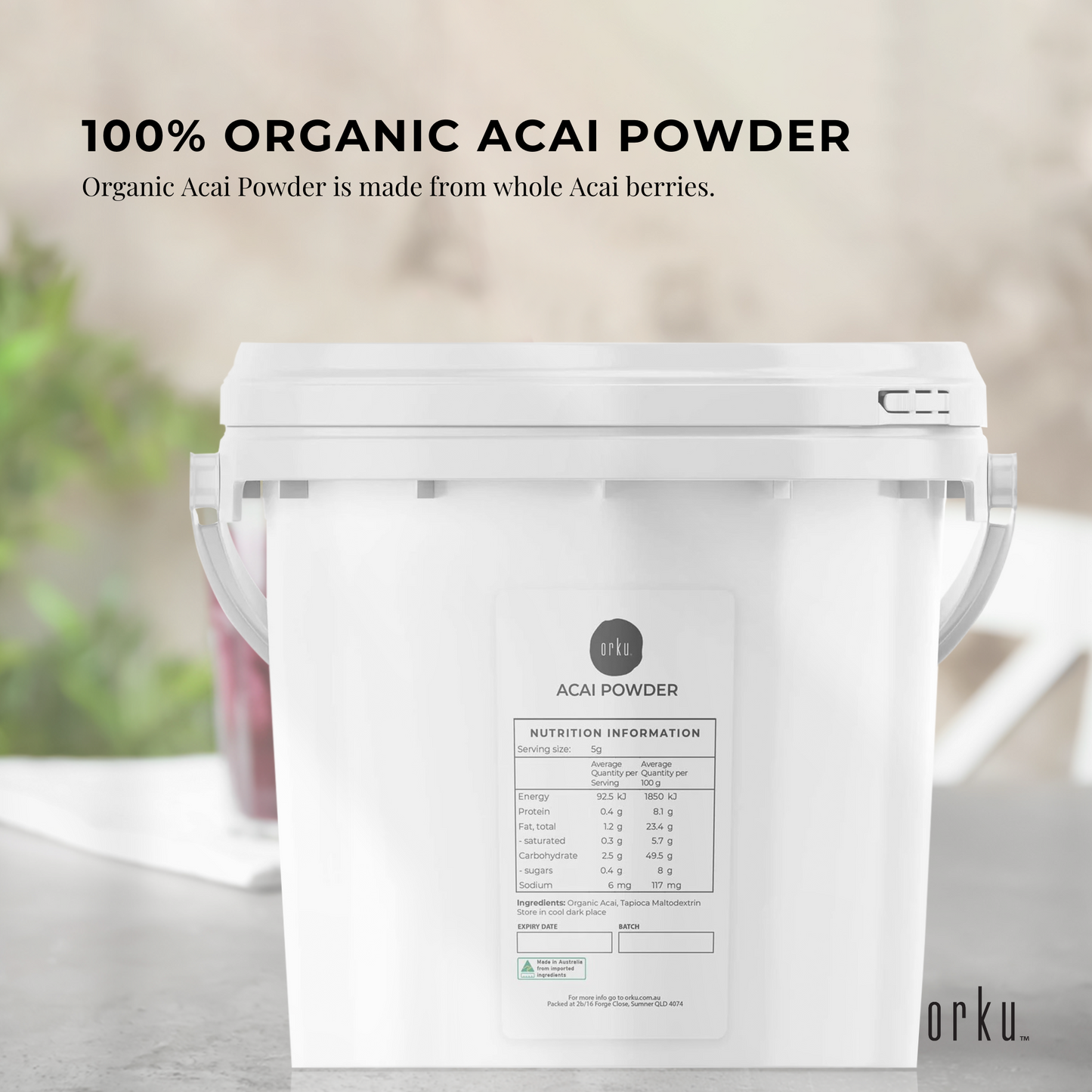 2.5kg Acai Powder Bucket 100% Organic - Superfood Amazon Berries-1