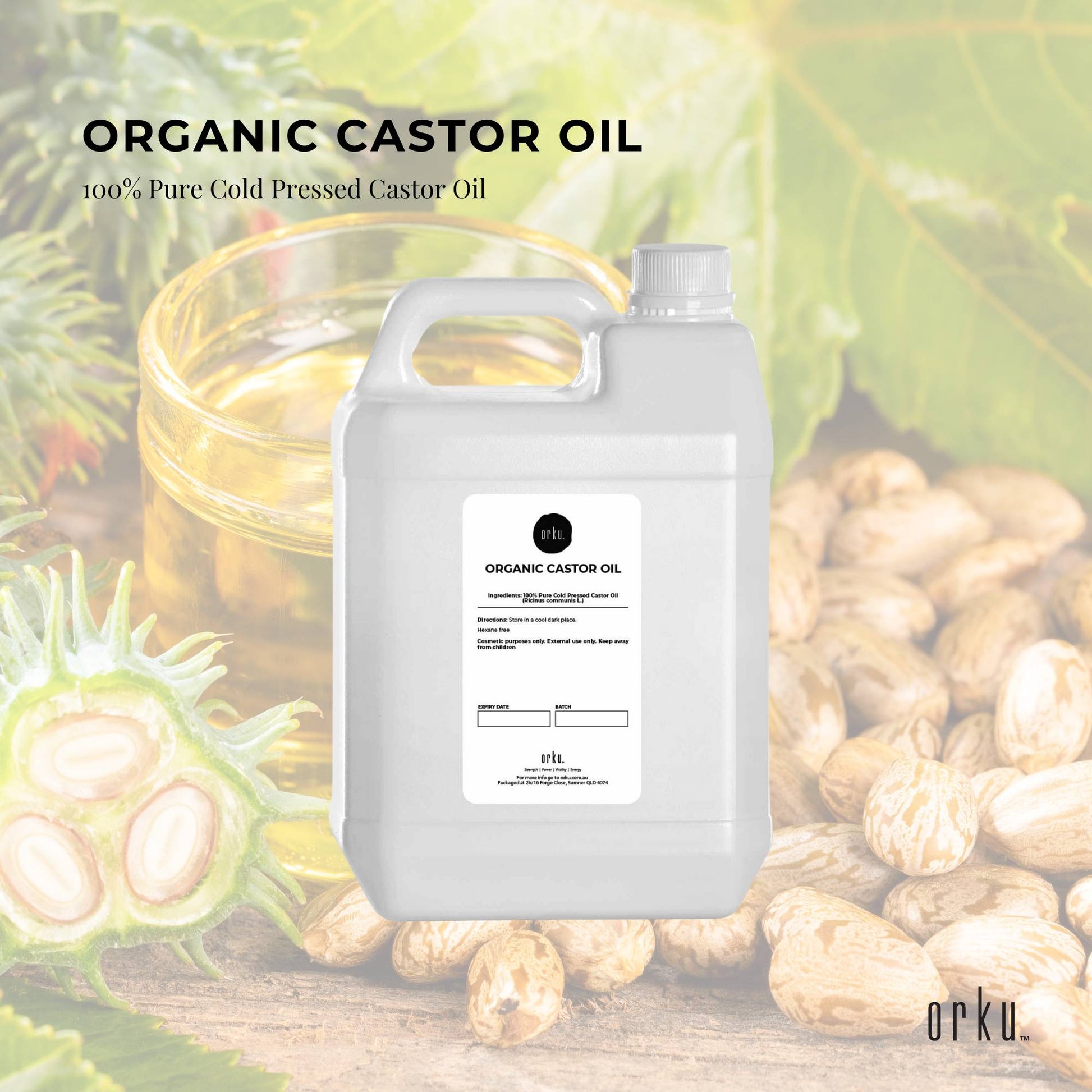 5L Organic Castor Oil - Hexane Free Cold Pressed Anti Oxidant Skin Hair Care-1