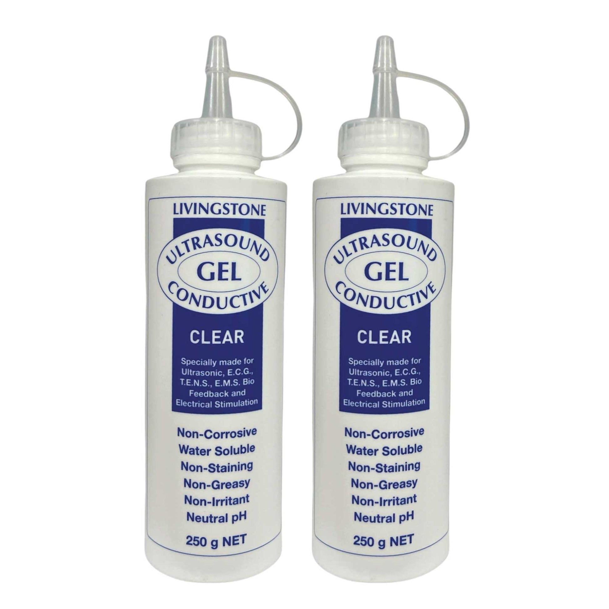2x Livingstone 250ml Conductive Ultrasound Lubricating Gel - Squeeze Bottle-0