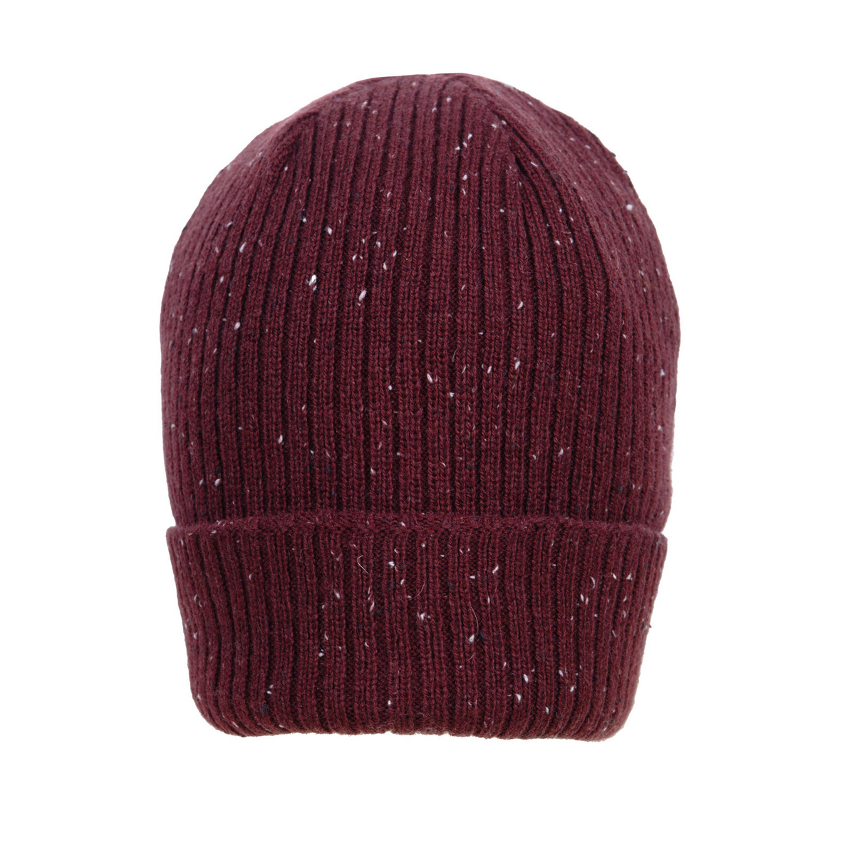 Dents Womens Ribbed Knit Wool Blend Beanie Hat with Marl Yarn in Burgundy