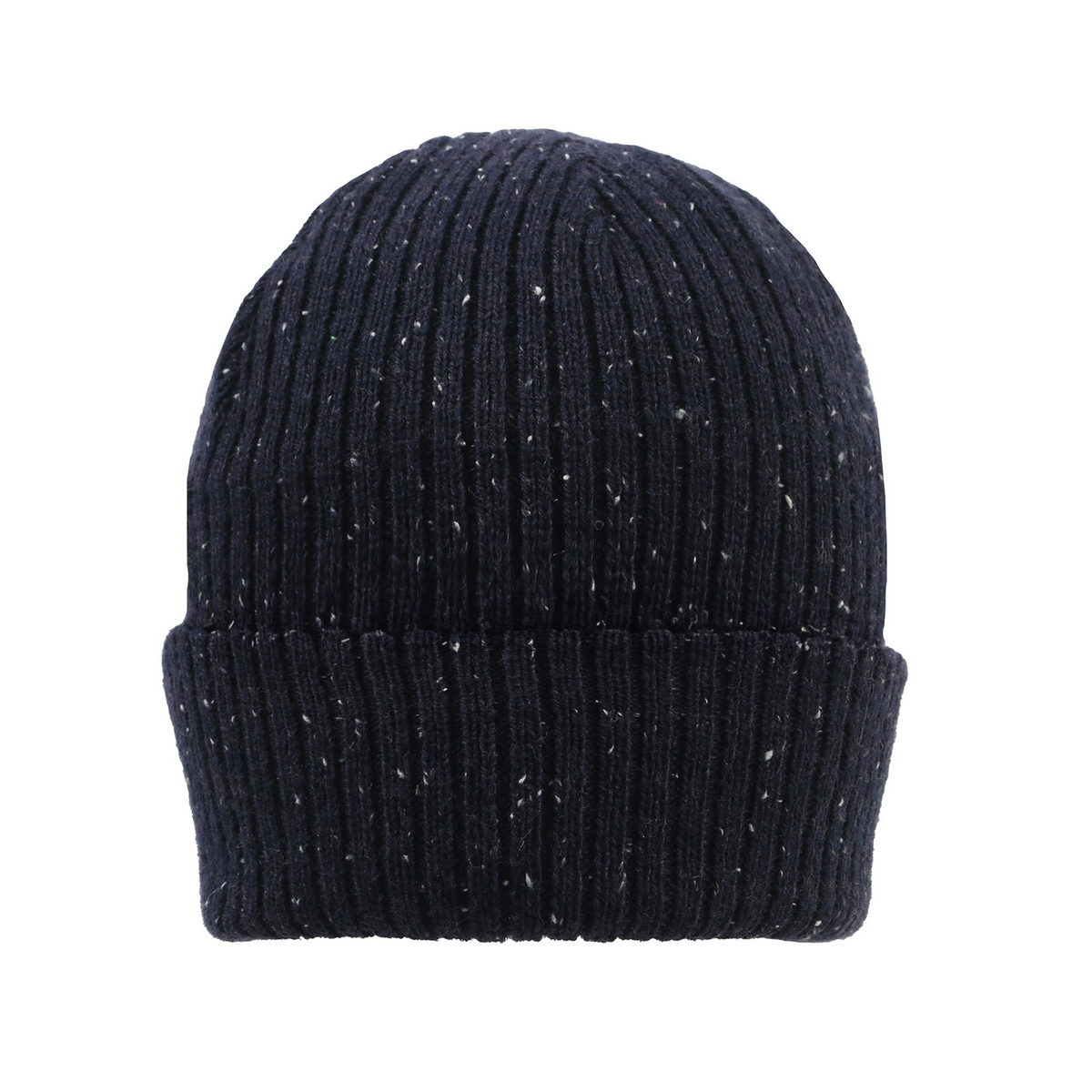 Dents Womens Ribbed Knit Wool Blend Beanie Hat with Marl Yarn in Navy