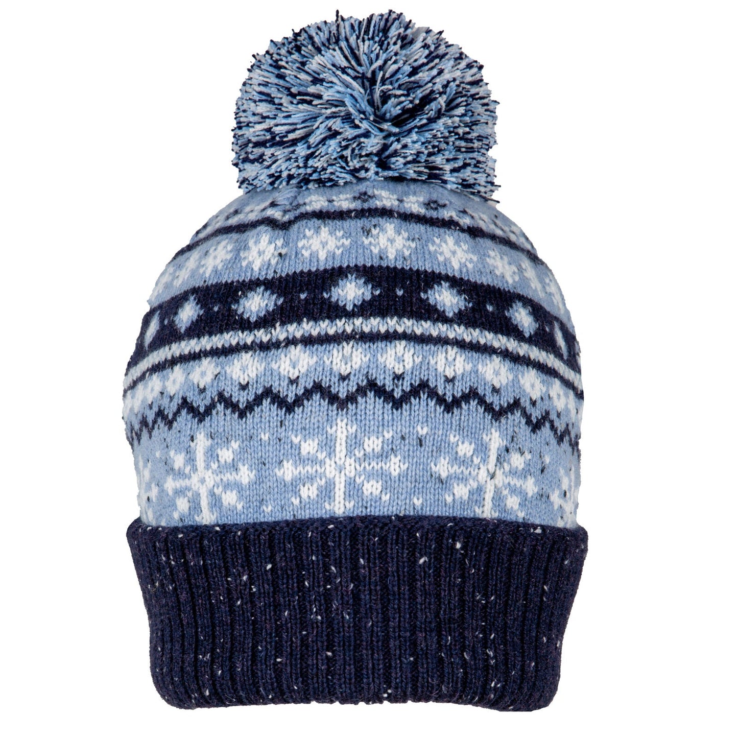 Dents Womens Jacquard Warm Wool Blend Beanie Hat with Pom Pom in Cornflower