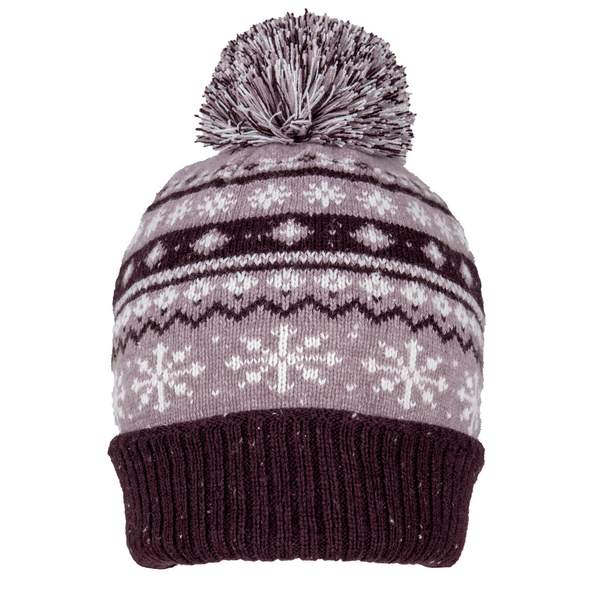 Dents Womens Jacquard Warm Wool Blend Beanie Hat with Pom Pom in Lilac