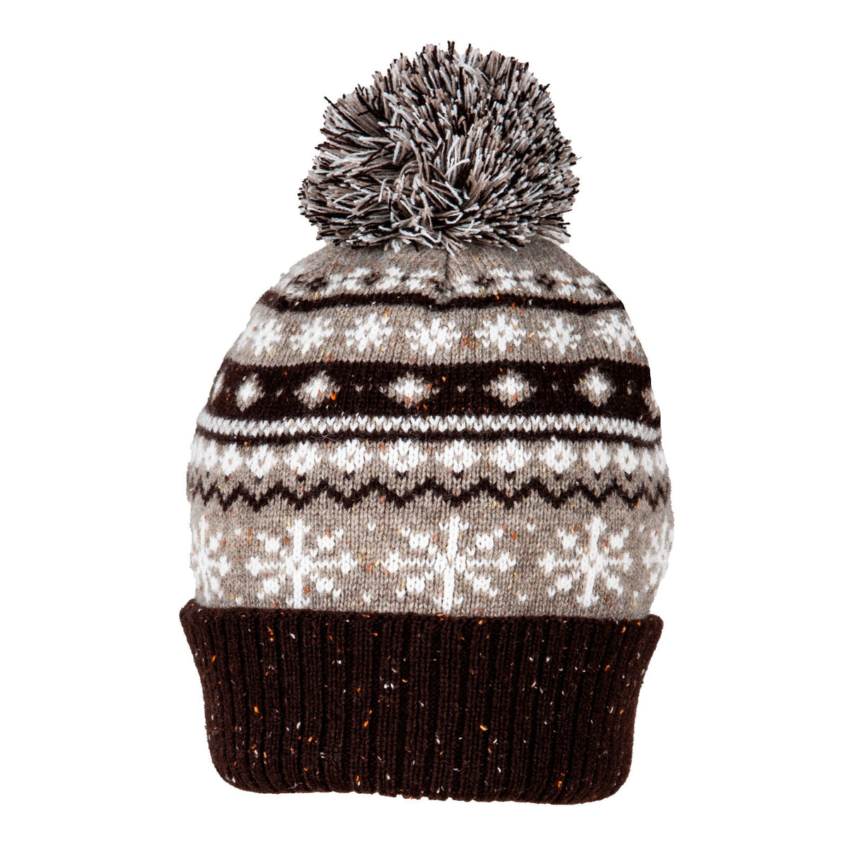 Dents Womens Jacquard Warm Wool Blend Beanie Hat with Pom Pom in Oatmeal
