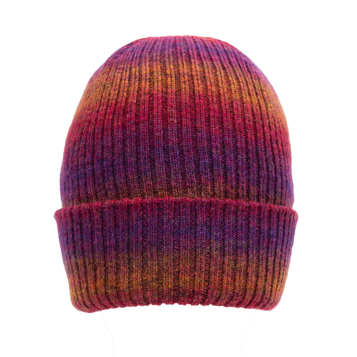 Dents Womens Ribbed Knit Beanie Hat with Ombre Pattern in Fuchsia