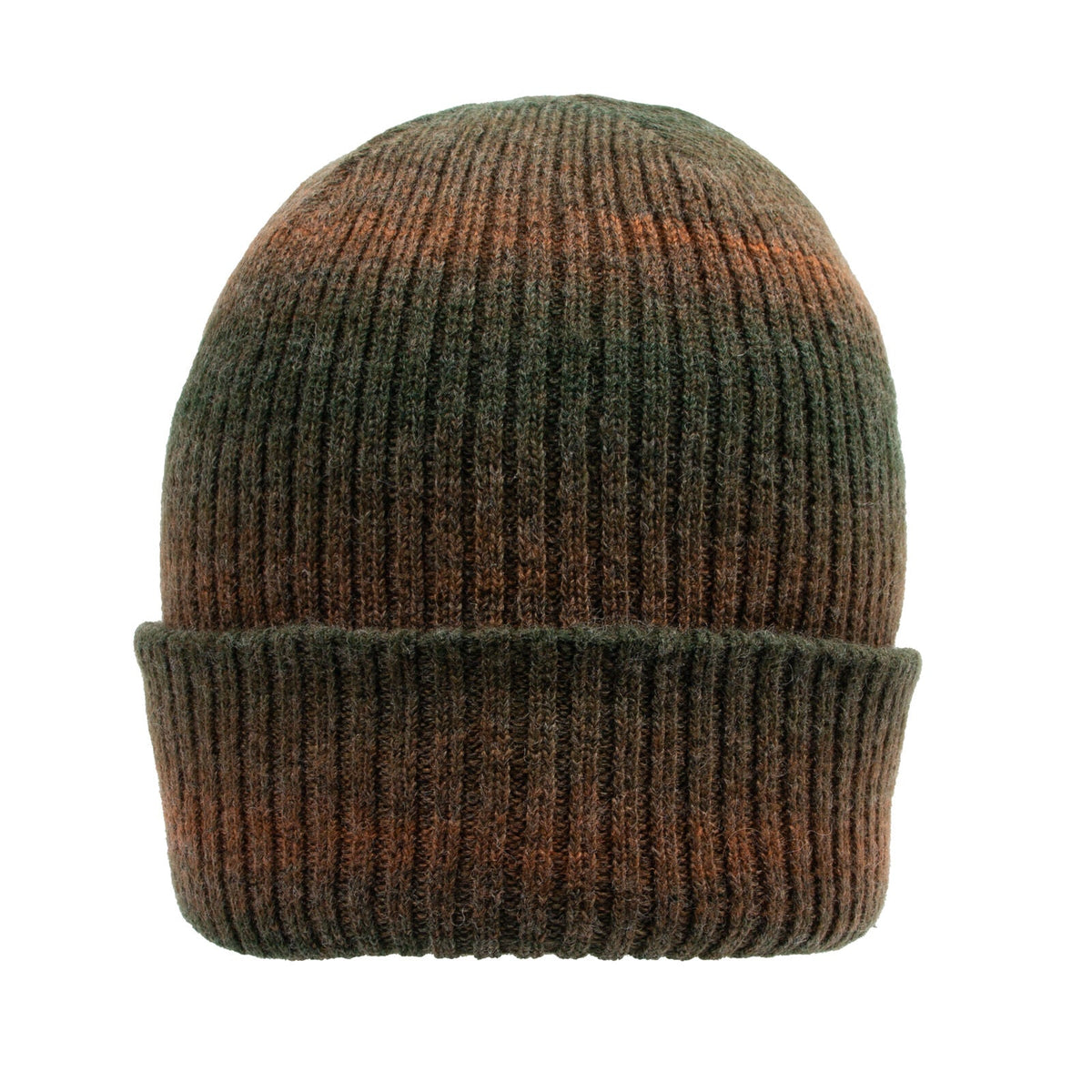 Dents Womens Ribbed Knit Beanie Hat with Ombre Pattern in Moss
