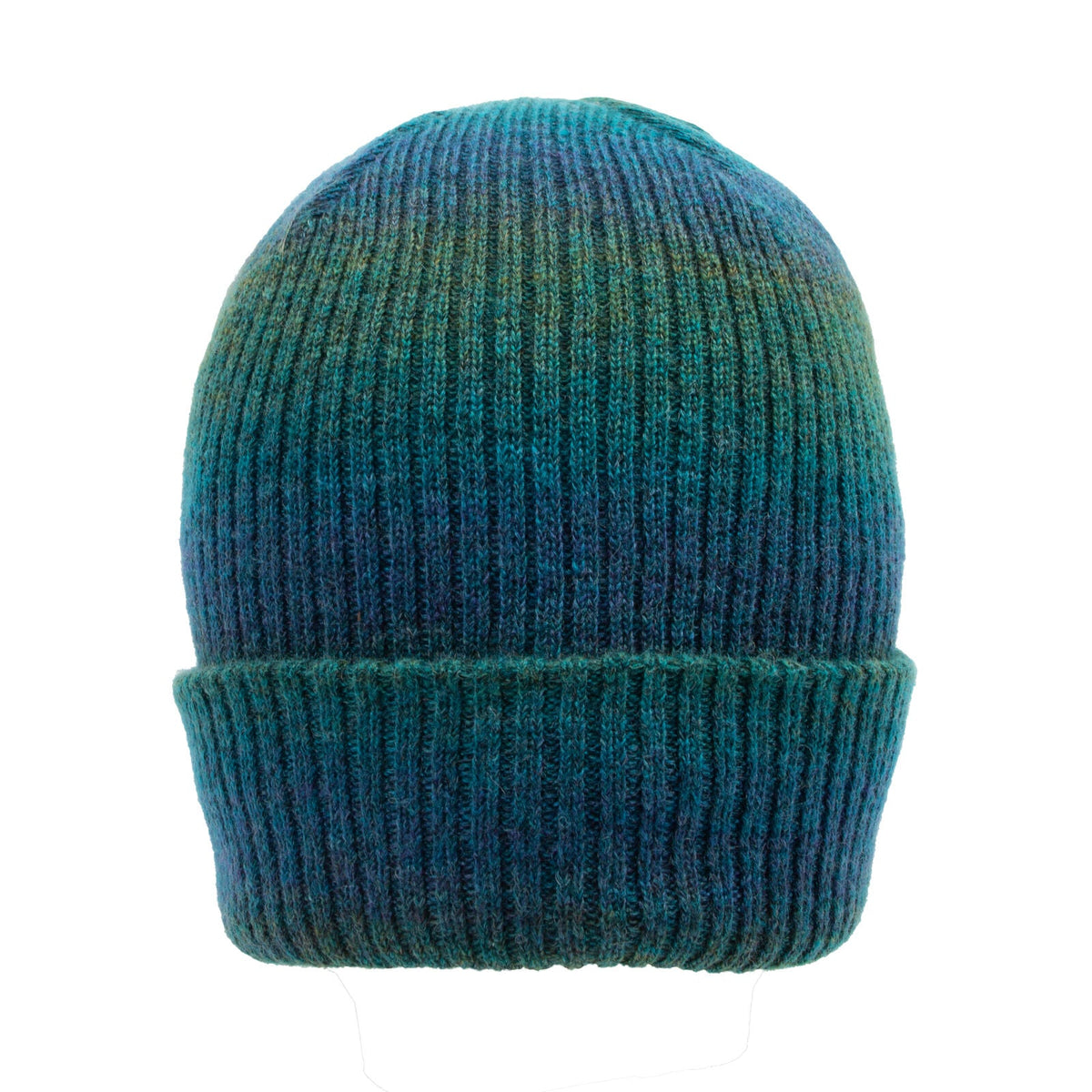 Dents Womens Ribbed Knit Beanie Hat with Ombre Pattern in Teal