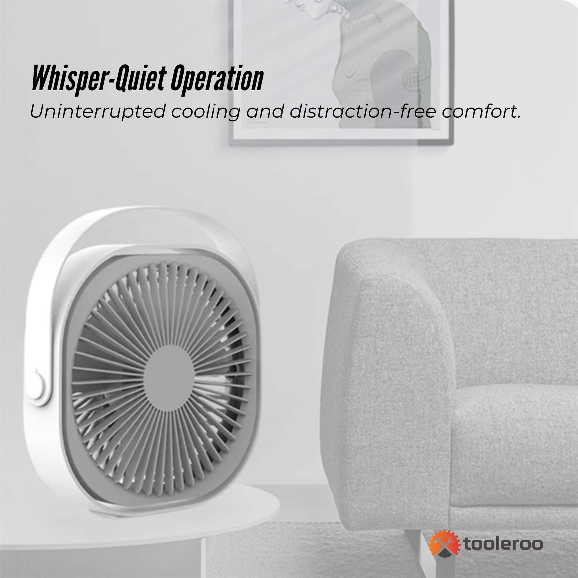 3-Speed USB 20cm Desktop Fan – Quiet Portable Lightweight Rechargeable Cooler-2