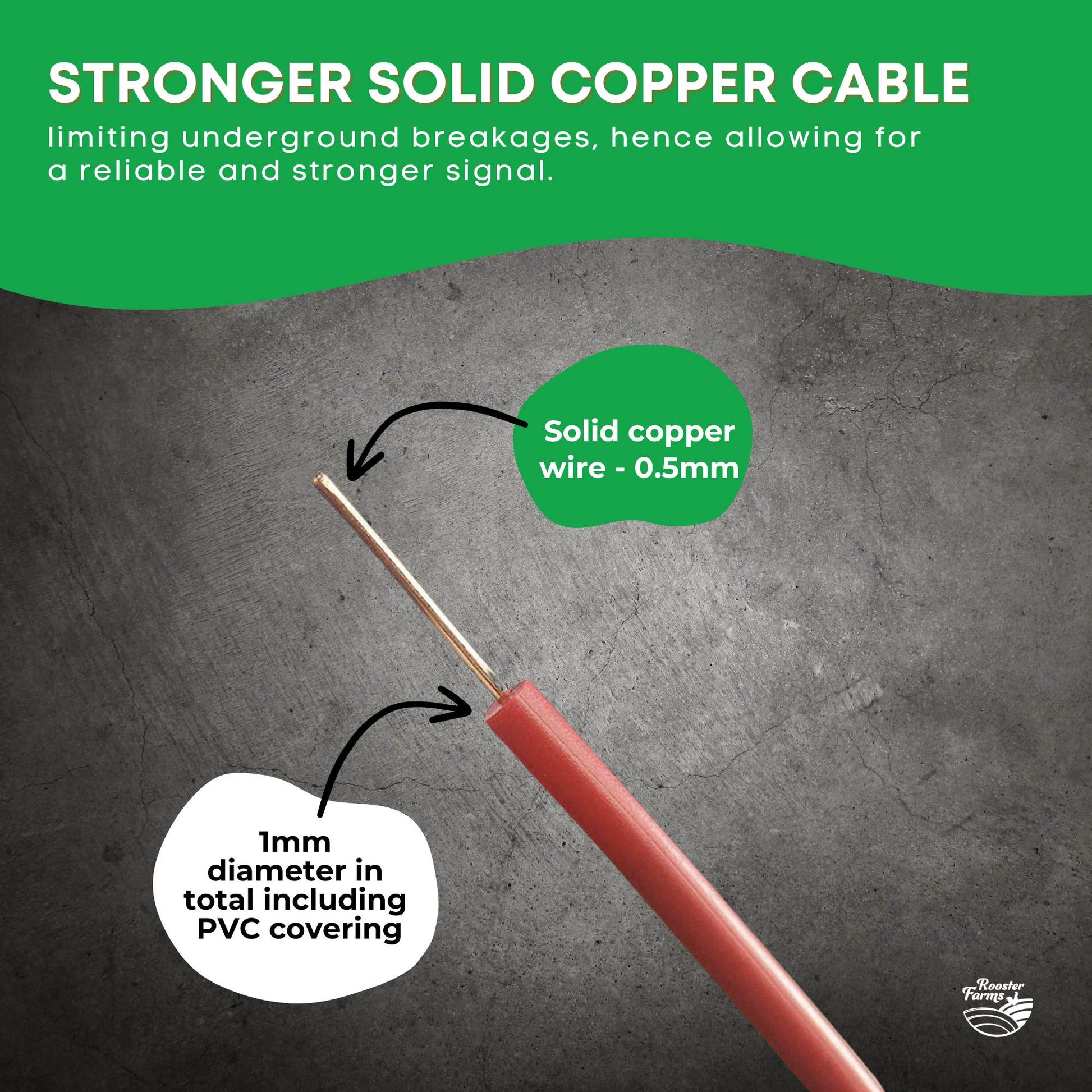 300m Boundary Wire - Solid Copper Dog Fence Underground Invisible Red Cable-3