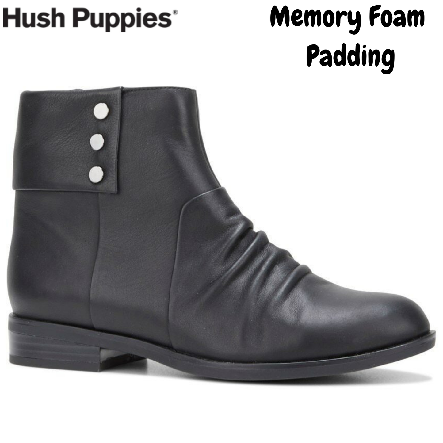 Hush Puppies Womens Hayworth Leather Heels Ankle Boots with Zip Shoes - Black-1