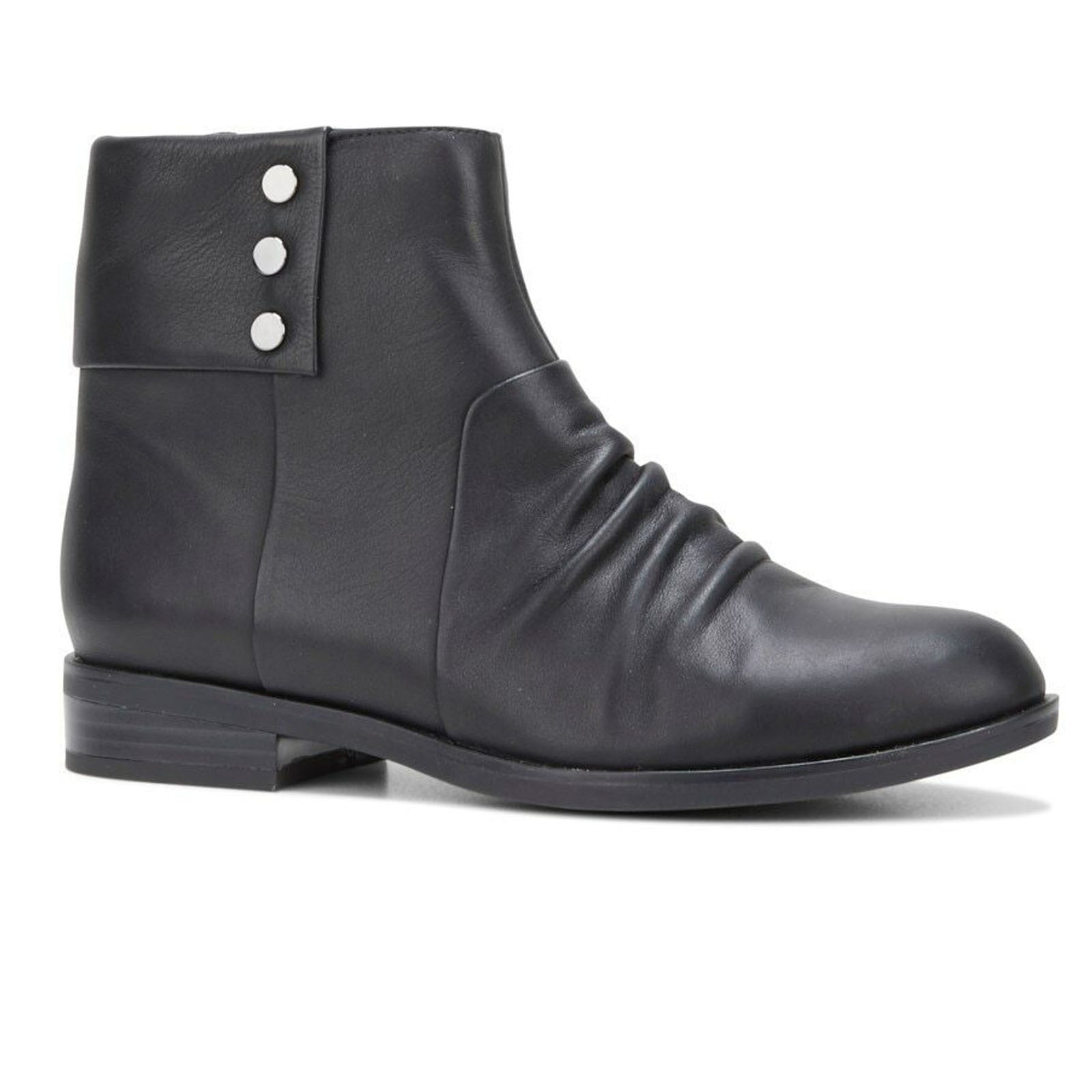 Hush Puppies Womens Hayworth Leather Heels Ankle Boots with Zip Shoes - Black-0