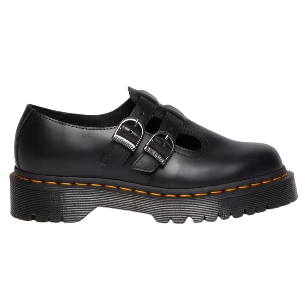 Dr. Martens 8065 II Bex Smooth Platform Double Buckle Leather Mary Jane Shoes in Black