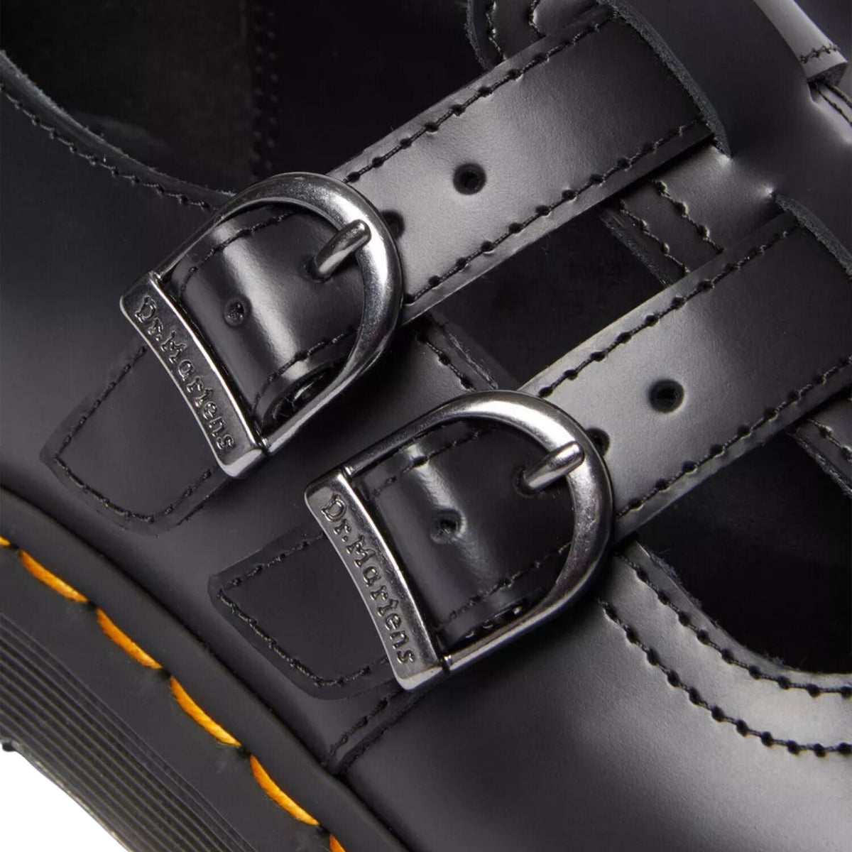 Dr. Martens 8065 II Bex Smooth Platform Double Buckle Leather Mary Jane Shoes in Black