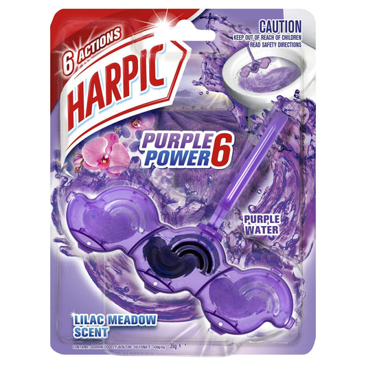 Harpic 35g Toilet Block Cleaner Cage 6 Actions in Lilac Meadow