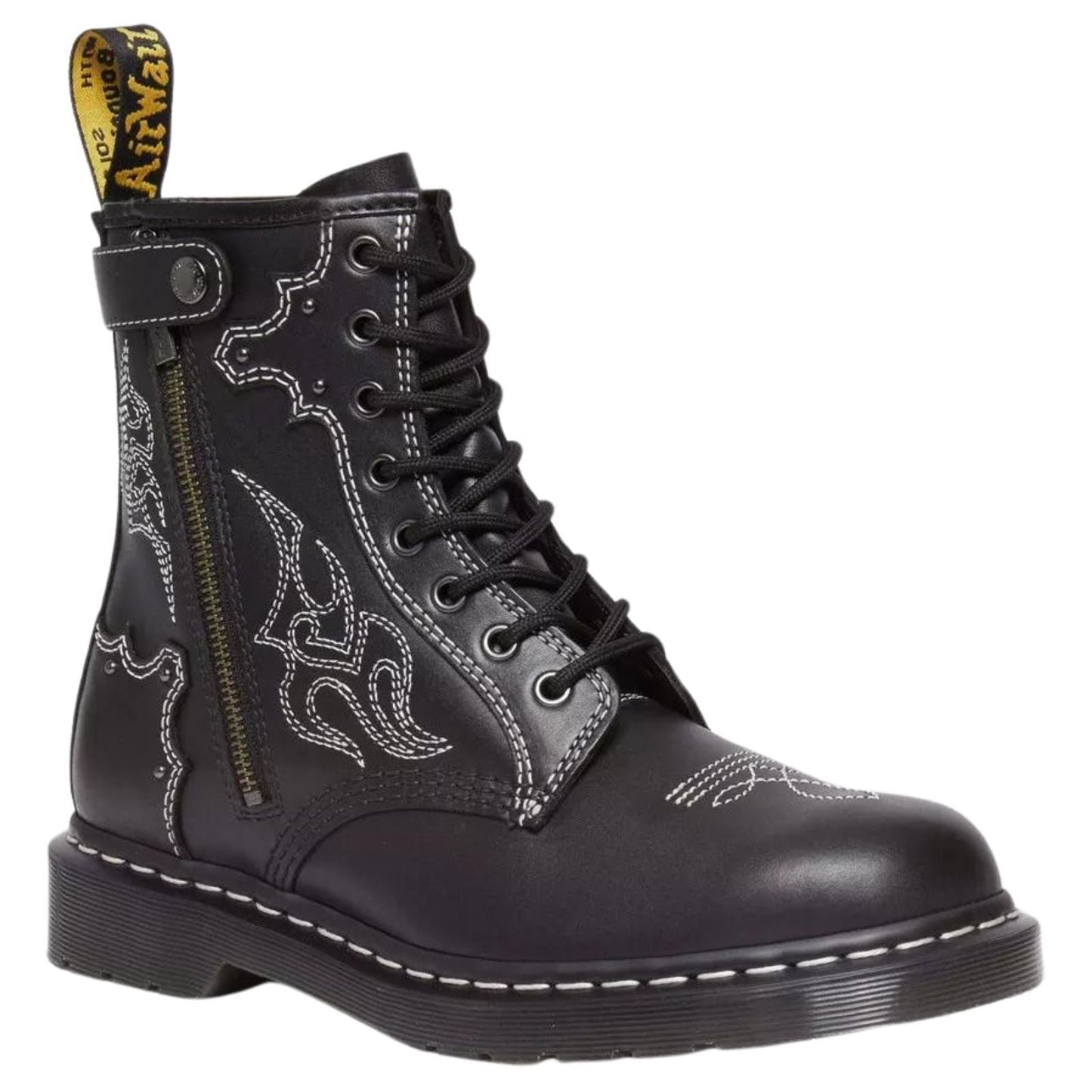 Dr. Martens 1460 Gothic Americana Leather Boots (8 Eye Lace Up) - Wanama Black-0