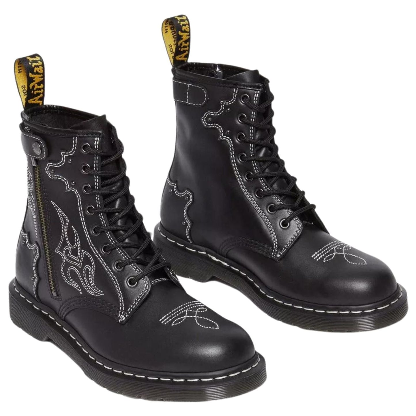 Dr. Martens 1460 Gothic Americana Leather Boots (8 Eye Lace Up) - Wanama Black-3
