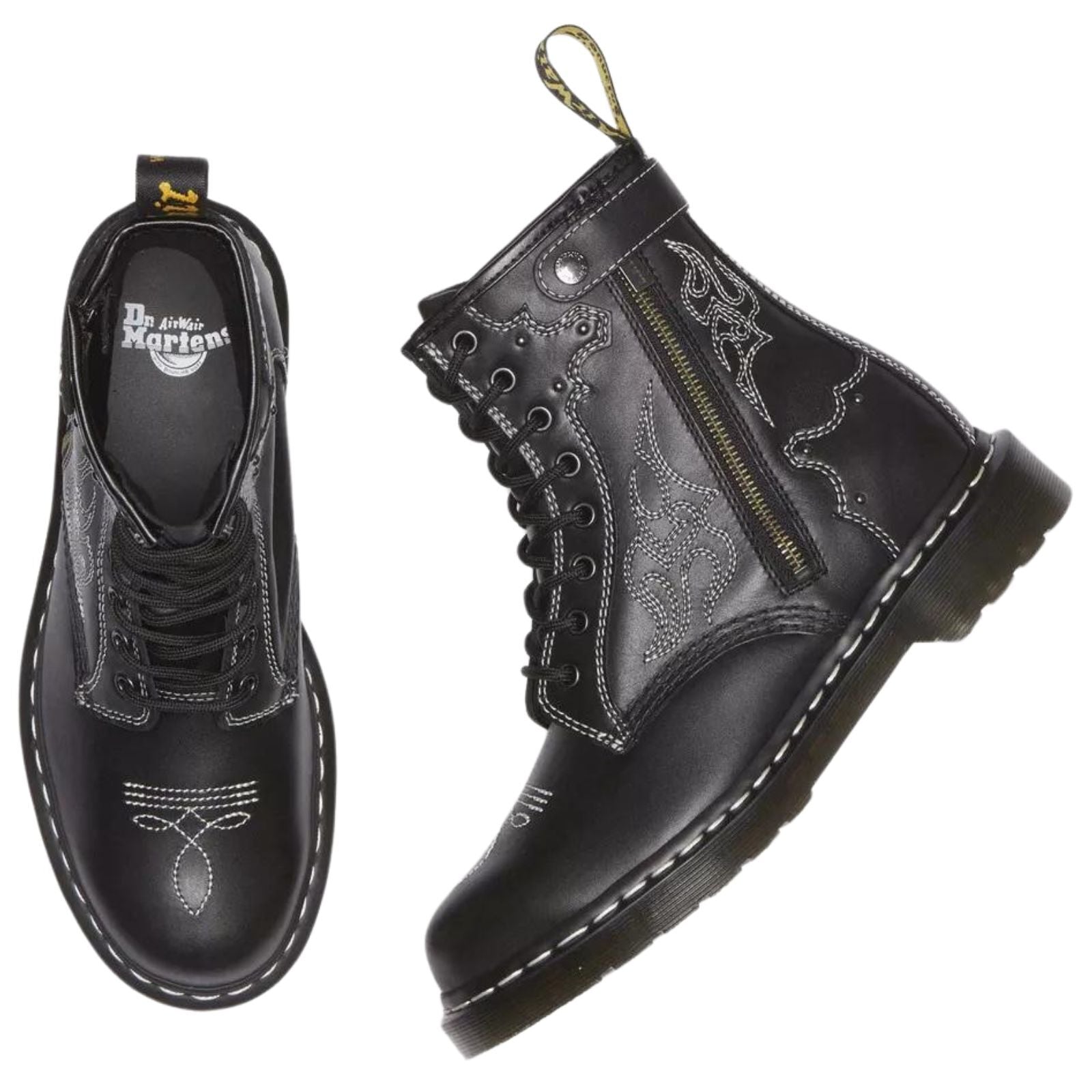 Dr. Martens 1460 Gothic Americana Leather Boots (8 Eye Lace Up) - Wanama Black-4