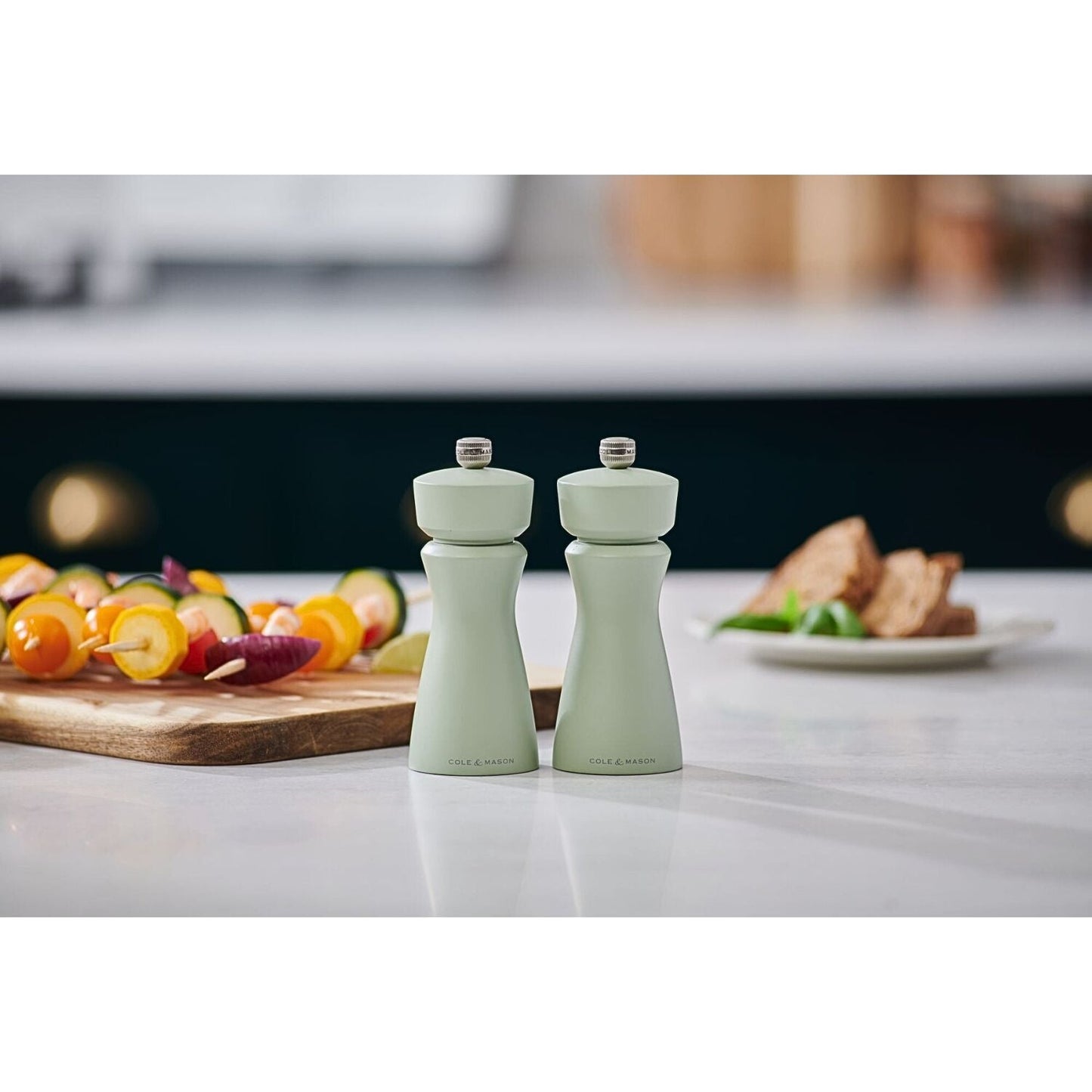 Cole & Mason Kenton Salt & Pepper Mill 15cm Rubberwood Ceramic Grinder - Sage
