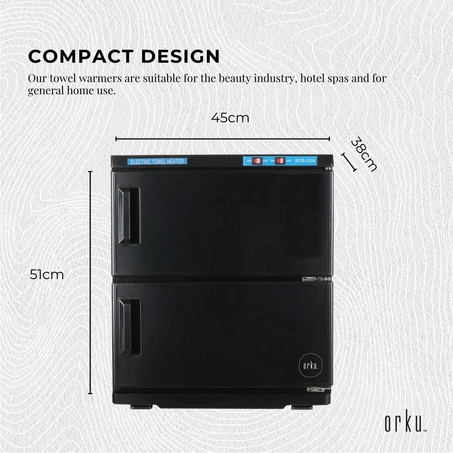 32L Black UV Electric Towel Warmer Steriliser Cabinet Beauty Spa Heat Sanitiser-2